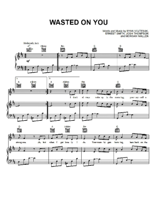 Morgan Wallen Wasted On You score for Piano