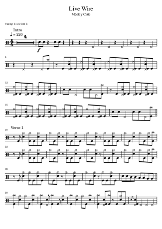 Motley Crue Live Wire score for Drums