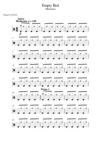 Motorama Empty Bed score for Drums