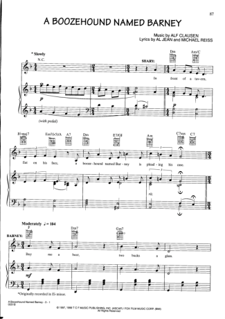 Movie Soundtracks (Temas de Filmes) A Boozehound Named Barney (The Simpsons) score for Piano