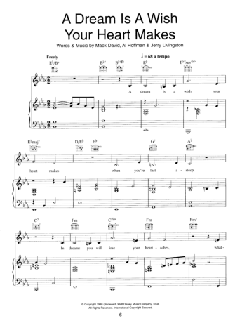 Movie Soundtracks (Temas de Filmes) A Dream Is A Wish Your Heart Makes score for Piano