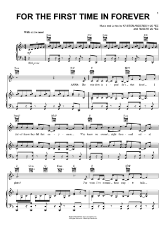 Movie Soundtracks (Temas de Filmes) For The First Time In Forever (Frozen) score for Piano