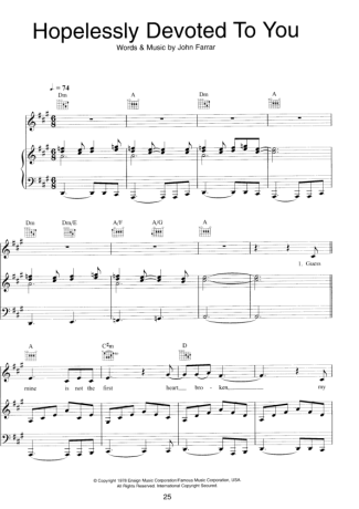 Movie Soundtracks (Temas de Filmes) Hopelessly Devoted To You score for Piano