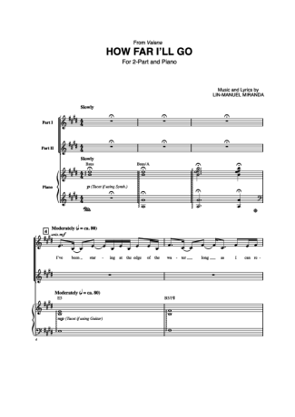 Movie Soundtracks (Temas de Filmes) How Far I´ll Go score for Piano