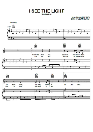 Movie Soundtracks (Temas de Filmes) I See The Light score for Piano