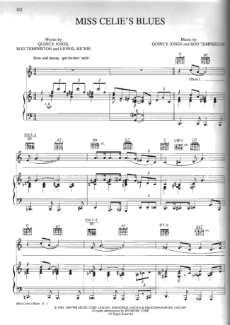 Movie Soundtracks (Temas de Filmes) Miss Celies Blues score for Piano