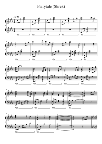 Movie Soundtracks (Temas de Filmes) Shrek (Fairytale) score for Piano