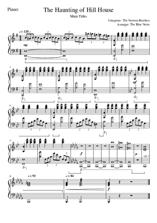 Movie Soundtracks (Temas de Filmes) The Newton Brothers - The Haunting of Hill House (The Haunting of Hill House) score for Piano