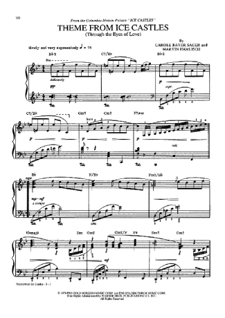 Movie Soundtracks (Temas de Filmes) Theme From Ice Castles score for Piano