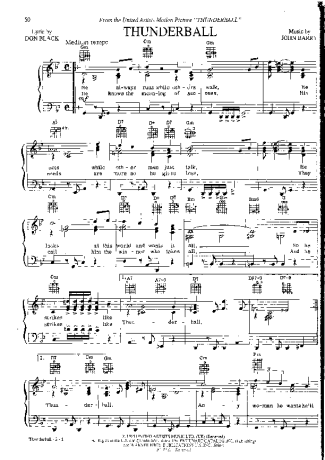 Movie Soundtracks (Temas de Filmes) Thunderball score for Piano