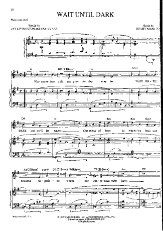 Movie Soundtracks (Temas de Filmes) Wait Until Dark score for Piano