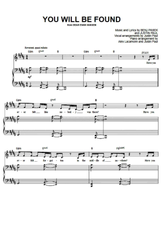 Movie Soundtracks (Temas de Filmes) You Will Be Found score for Piano