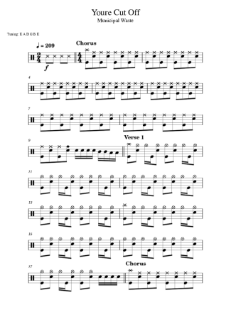 Municipal Waste You´re Cut Off score for Drums