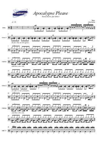 Muse Apocalypse Please score for Drums
