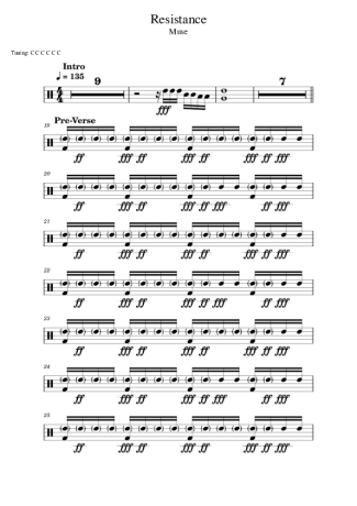 Muse Resistance score for Drums