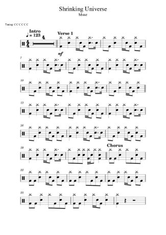 Muse Shrinking Universe score for Drums