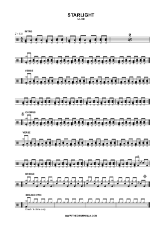 Muse Starlight score for Drums