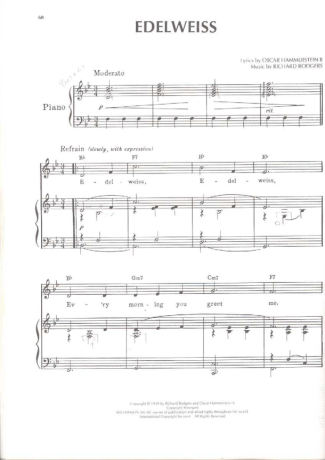 Musicals (Temas de Musicais) Edelweiss (The Sound Of Music) score for Piano