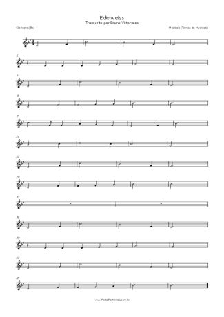 Musicals (Temas de Musicais) Edelweiss (The Sound Of Music Theme) score for Clarinet (Bb)