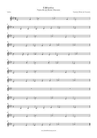 Musicals (Temas de Musicais) Edelweiss (The Sound Of Music Theme) score for Violin