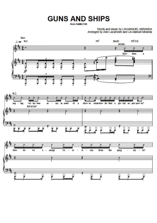 Musicals (Temas de Musicais) Guns And Ships score for Piano