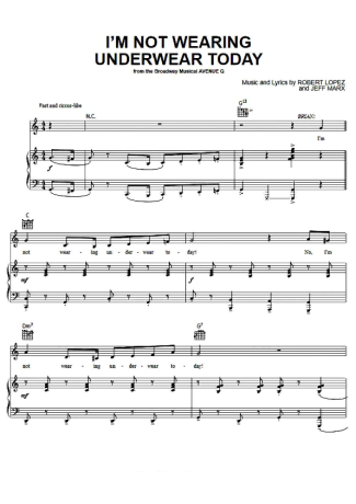 Musicals (Temas de Musicais) I´m Not Wearing Underwear Today score for Piano