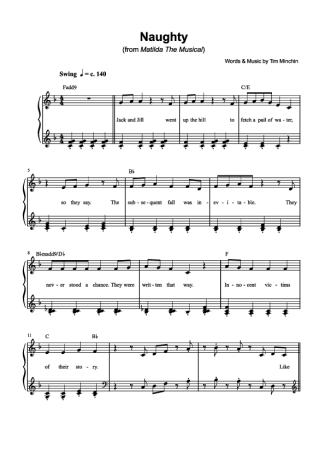 Musicals (Temas de Musicais) Naughty score for Piano