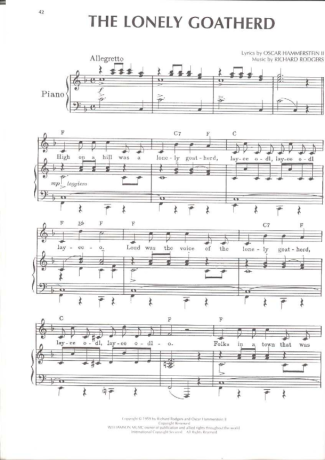 Musicals (Temas de Musicais) The Lonely Goatherd (The Sound Of Music) score for Piano