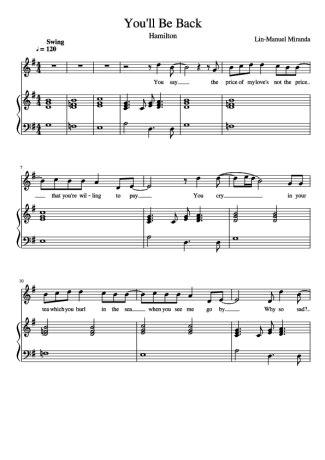 Musicals (Temas de Musicais) Youll  Be Back score for Piano