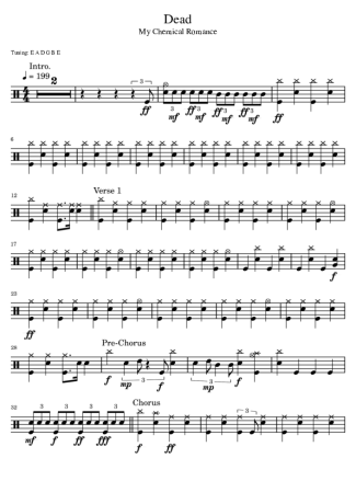 My Chemical Romance Dead score for Drums
