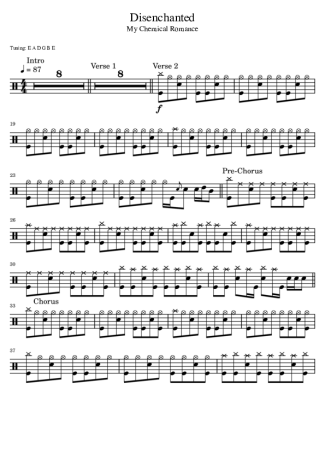 My Chemical Romance Disenchanted score for Drums