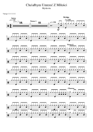 Myslovitz Chciałbym Umrzeć Z Miłości score for Drums