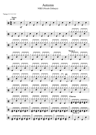 NIKI (Nicole Zefanya) Autumn score for Drums