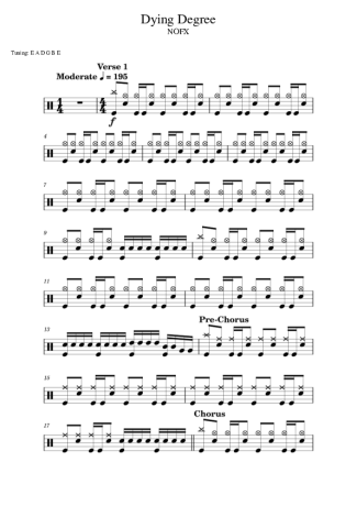 NOFX Dying Degree score for Drums