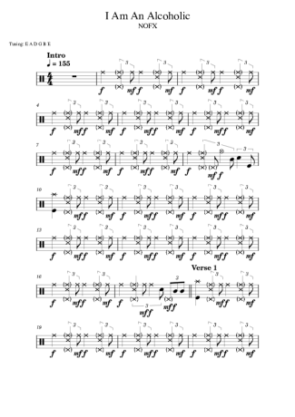 NOFX I Am An Alcoholic score for Drums