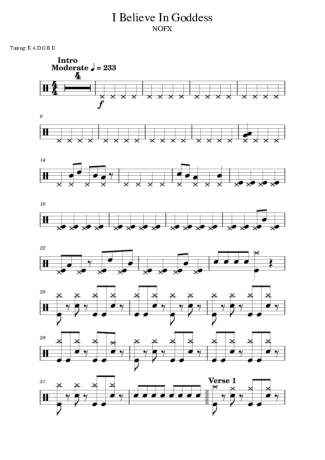 NOFX I Believe In Goddess score for Drums