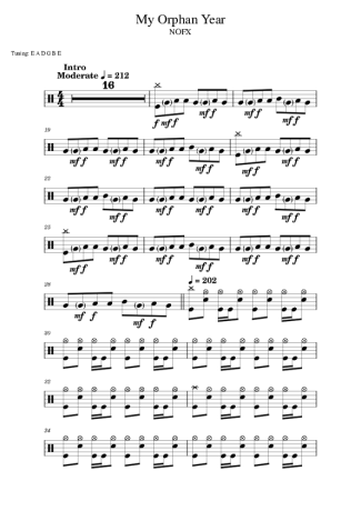 NOFX My Orphan Year score for Drums