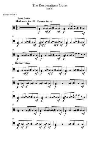 NOFX The Desperations Gone score for Drums