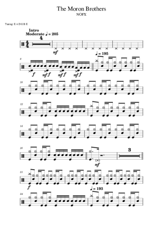 NOFX The Moron Brothers score for Drums