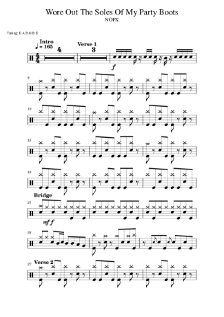 NOFX Wore Out The Soles Of My Party Boots score for Drums