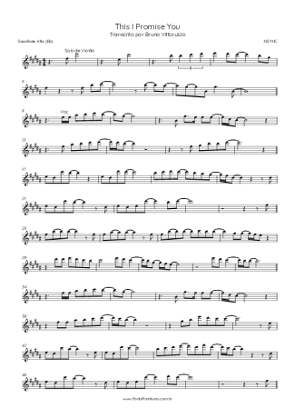 NSYNC This I Promise You score for Alto Saxophone