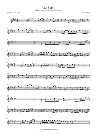 Nando Reis Azul Febril score for Alto Saxophone