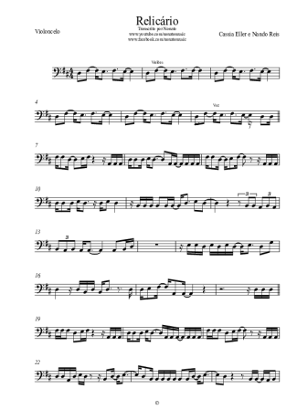 Nando Reis Relicário score for Cello