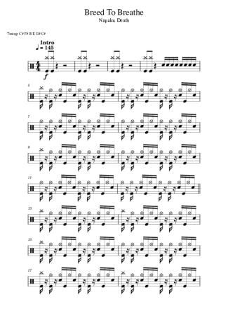 Napalm Death Breed To Breathe score for Drums
