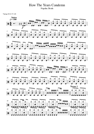 Napalm Death How The Years Condemn score for Drums