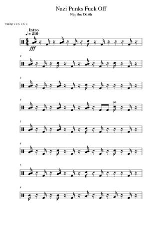 Napalm Death Nazi Punks Fuck Off score for Drums