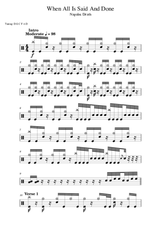 Napalm Death When All Is Said And Done score for Drums