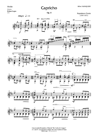 Napoléon Coste Capricho Op. 8 score for Acoustic Guitar
