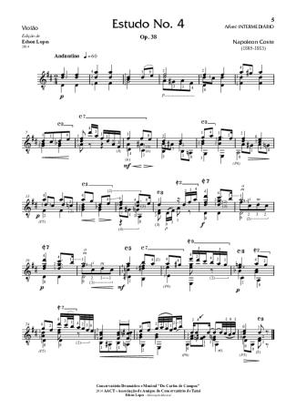 Napoléon Coste Estudo Op. 38 Nr 04 score for Acoustic Guitar