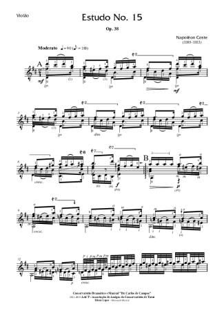 Napoléon Coste Estudo Op. 38 Nr 15 score for Acoustic Guitar